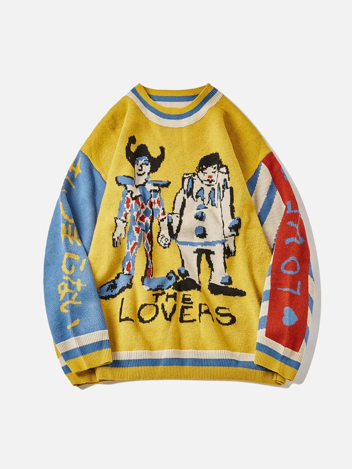 Patchwork Sleeve Joker Knit Sweater