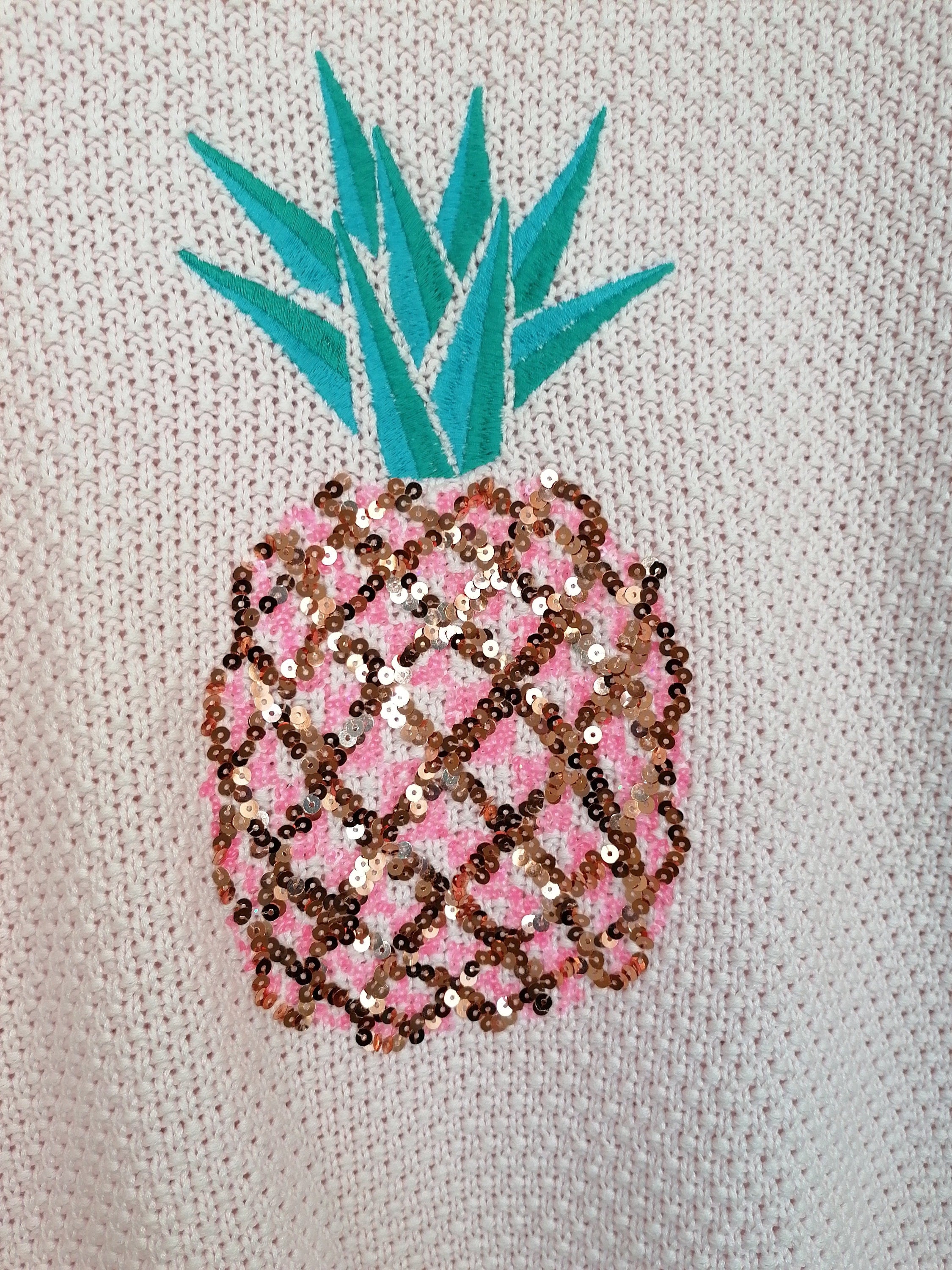 Pineapple Sequin Embroidery Sweater