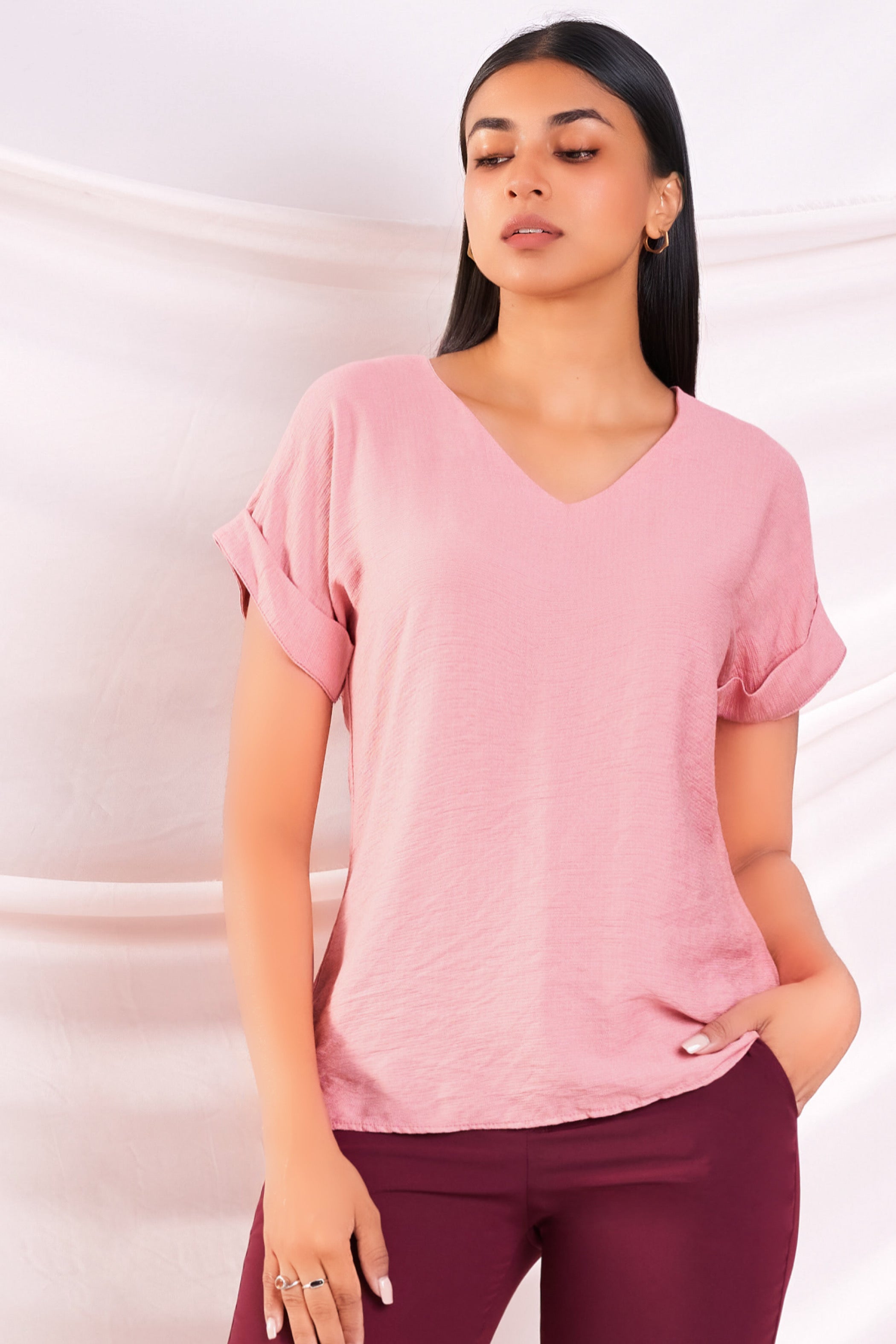 Pink Drop Sleeve Top