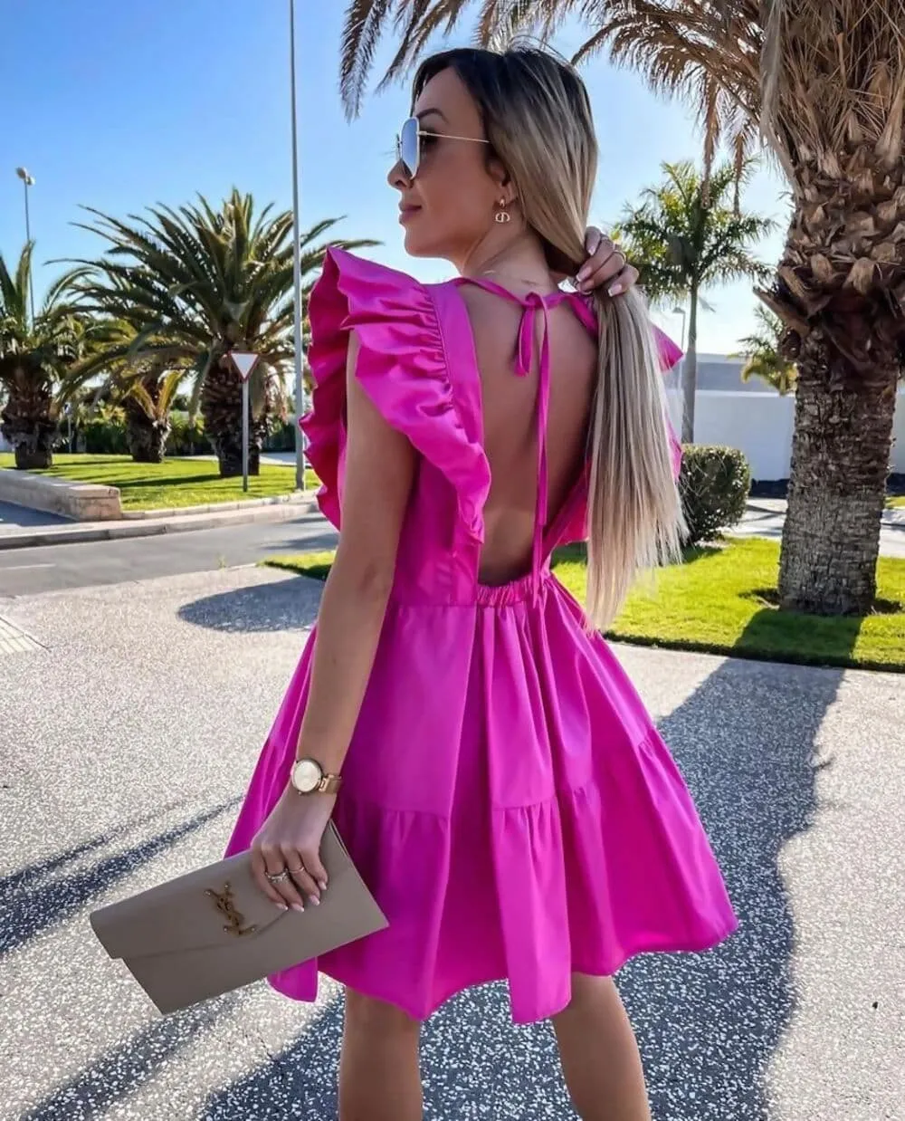 Pink Dubai Dreams Open  Back  Boho Dress