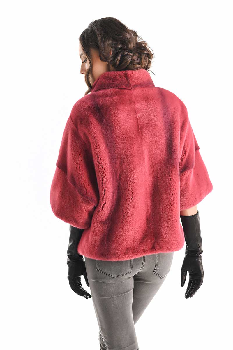 Pink Natural Mink Fur Coat