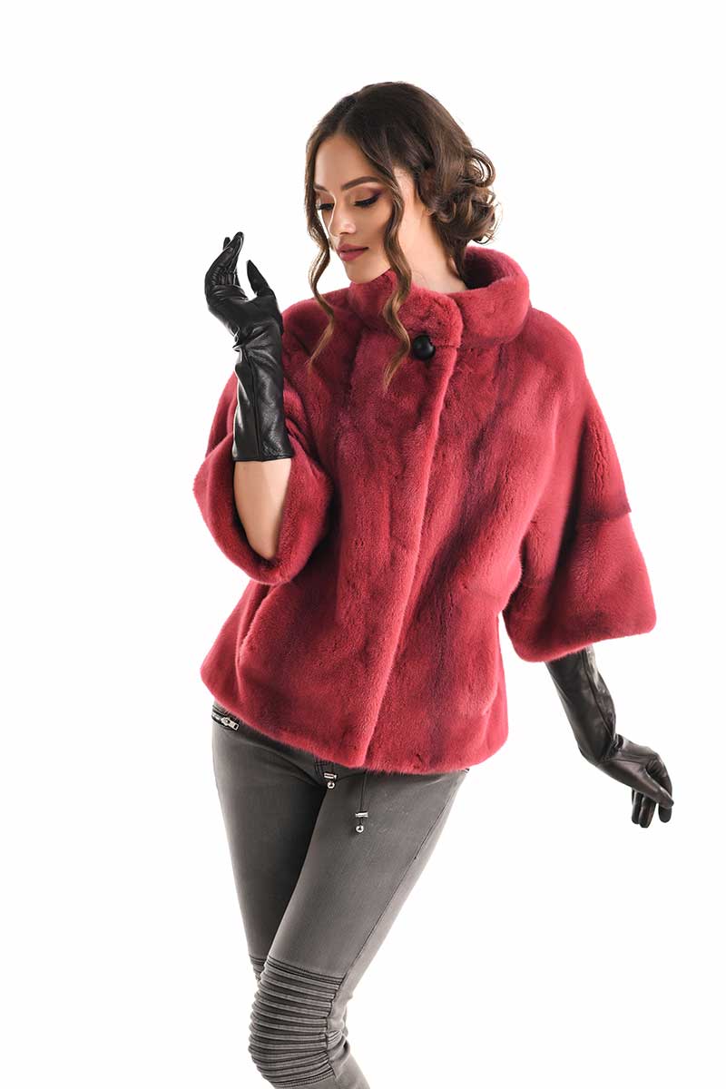 Pink Natural Mink Fur Coat