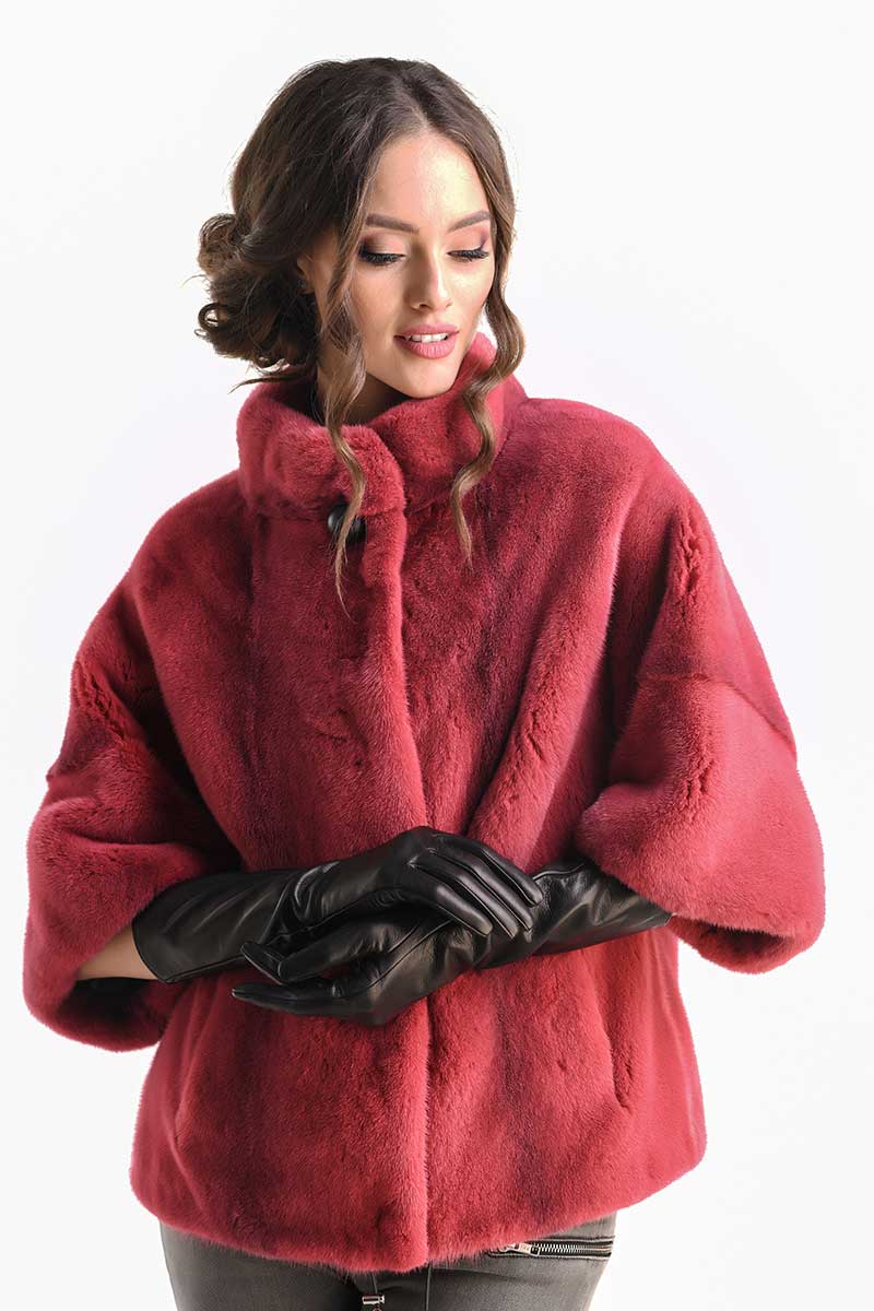 Pink Natural Mink Fur Coat