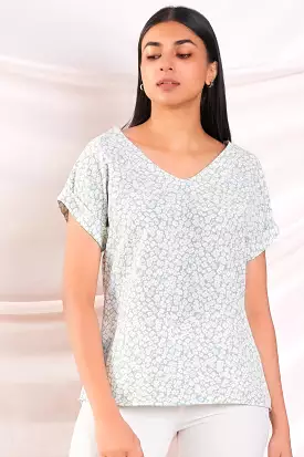 Printed Drop Sleeve Top