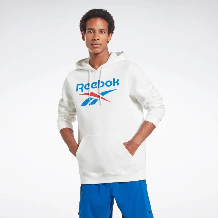 REEBOK MEN'S IDENTITY LOGO WHITE HOODIE