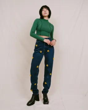 Remade Vintage Flower Denim Pants (S)