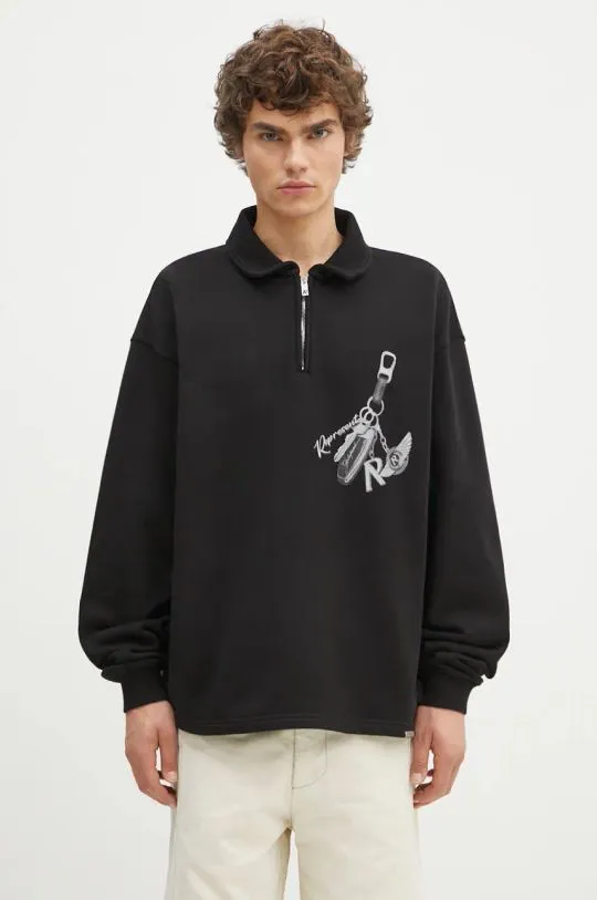 Represent cotton sweatshirt Keys To The Club Quater Zip Sweater men's black color with a print MLM4242.001