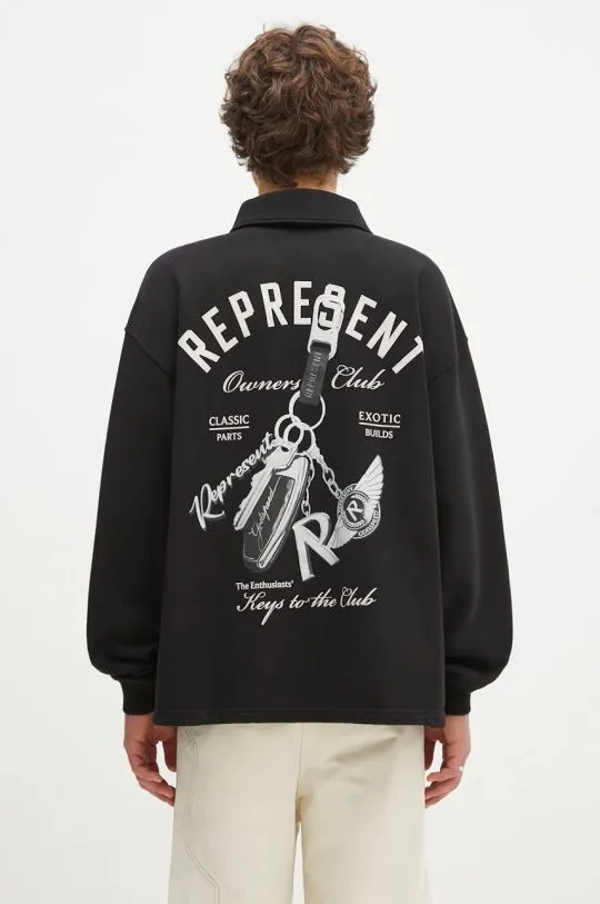 Represent cotton sweatshirt Keys To The Club Quater Zip Sweater men's black color with a print MLM4242.001