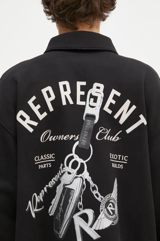 Represent cotton sweatshirt Keys To The Club Quater Zip Sweater men's black color with a print MLM4242.001