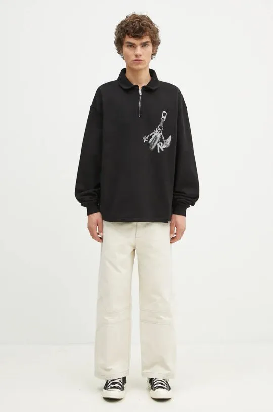 Represent cotton sweatshirt Keys To The Club Quater Zip Sweater men's black color with a print MLM4242.001