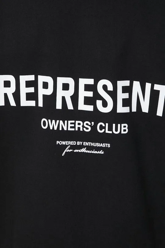 Represent cotton sweatshirt Owners Club Sweater men's black color with a print OCM410.01