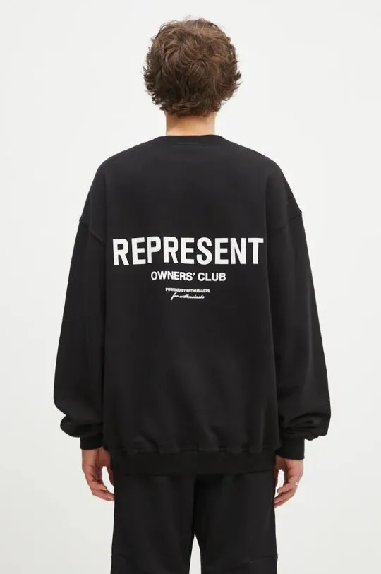 Represent cotton sweatshirt Represent Owners Club Sweater men's black color with a print OCM41115.001