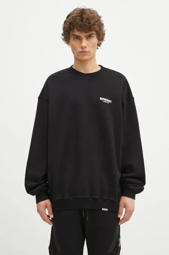 Represent cotton sweatshirt Represent Owners Club Sweater men's black color with a print OCM41115.001