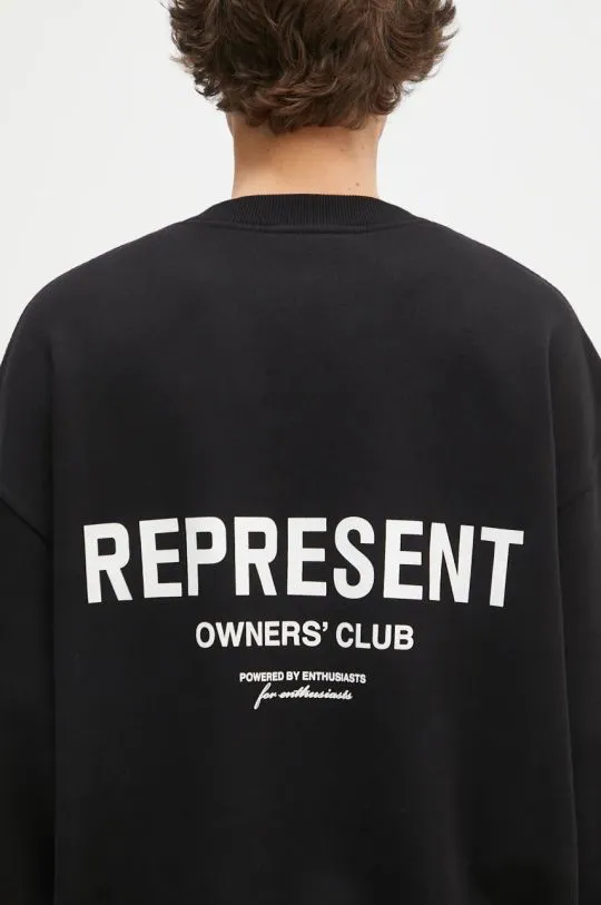 Represent cotton sweatshirt Represent Owners Club Sweater men's black color with a print OCM41115.001