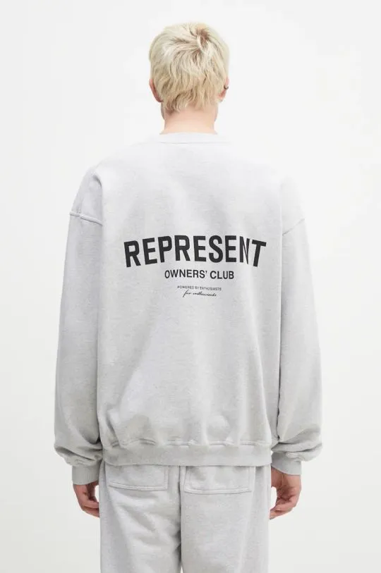 Represent cotton sweatshirt Represent Owners Club Sweater men's gray color with a print OCM41115.158