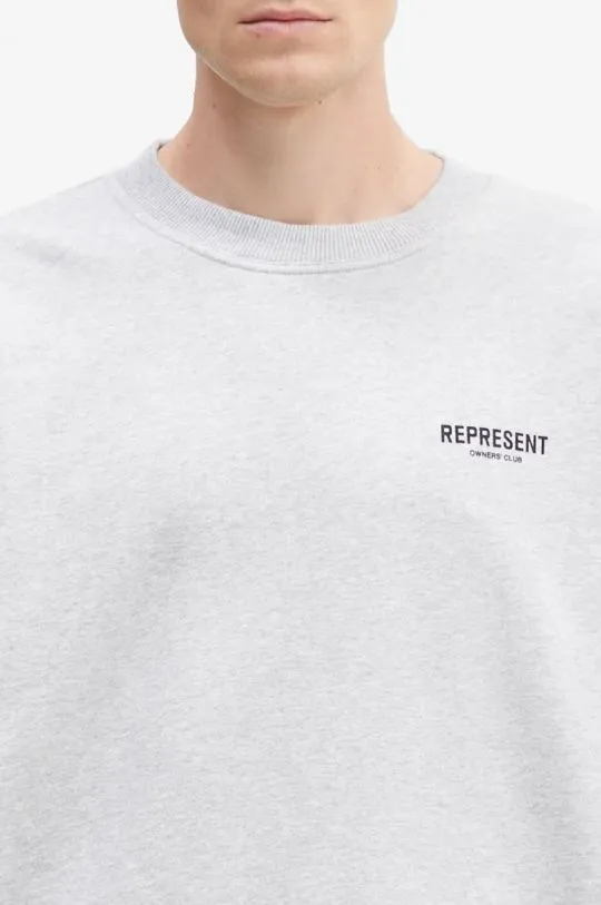 Represent cotton sweatshirt Represent Owners Club Sweater men's gray color with a print OCM41115.158