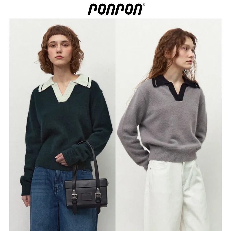 RONRON  |Street Style V-neck & Crew neck