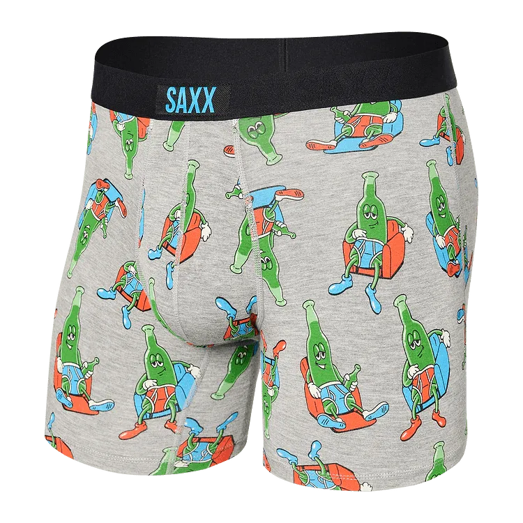 SAXX Men's Vibe Boxer Brief Underwear - Pants Drunk Grey Heather