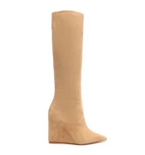 Schutz Asya Up Suede Boot in True Beige