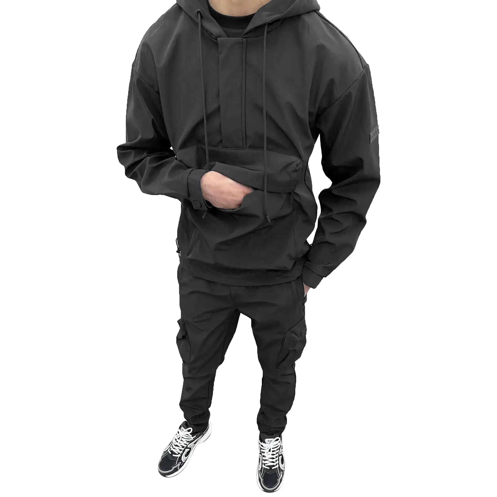 SIARR Nylon Half-Zip Black Jacket