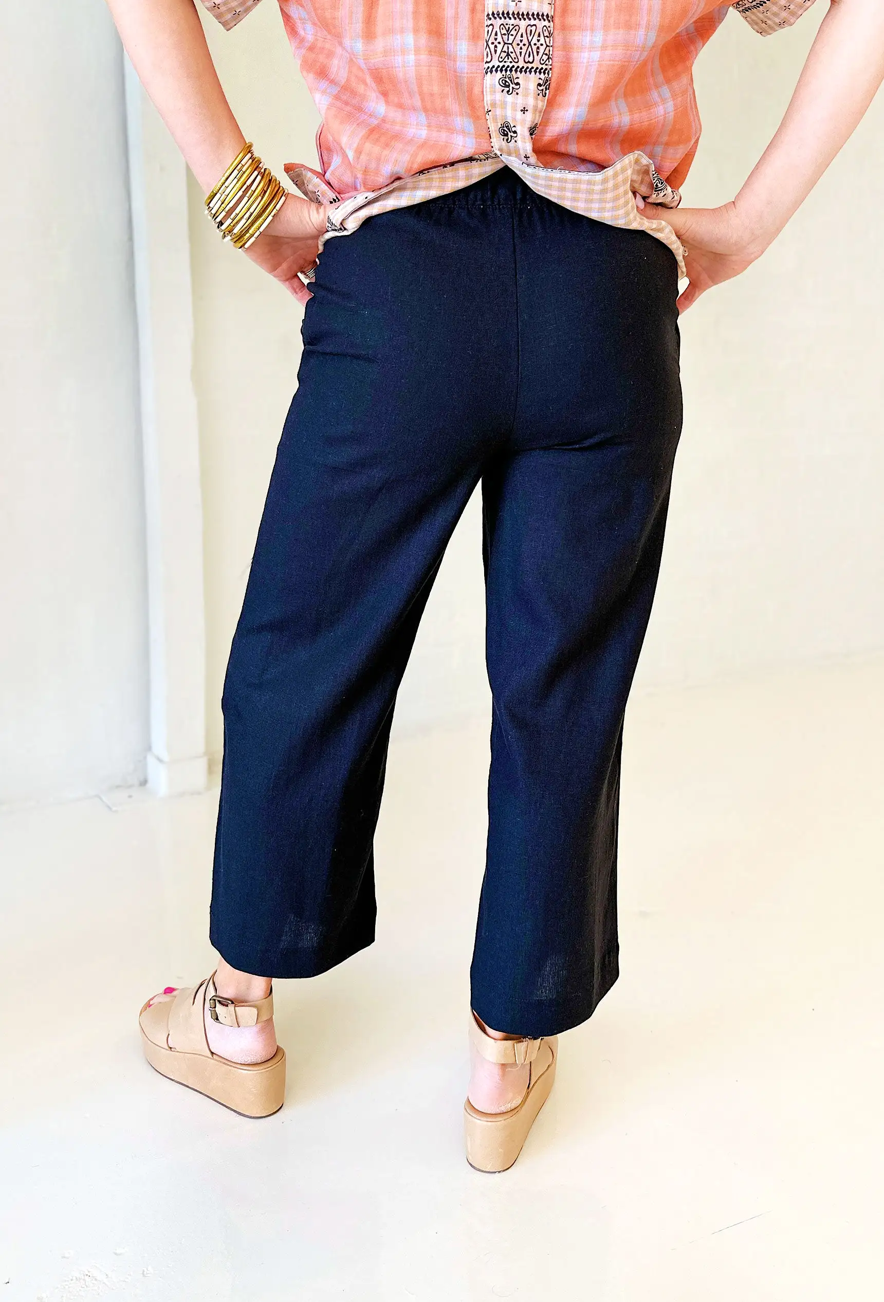 Skylar Linen Pants in Black