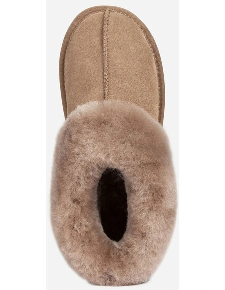 Slippers Collar Unisex Premium Sheepskin Slippers Suede in Brown