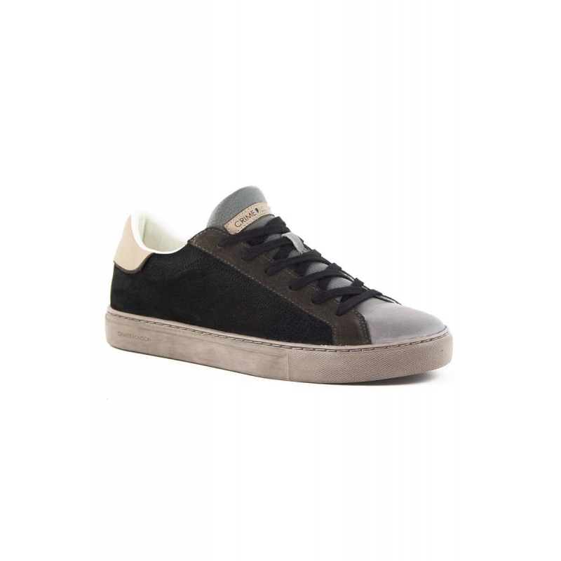 SNEAKERS IN PELLE CON DETTAGLI A CONTRASTO, NERO