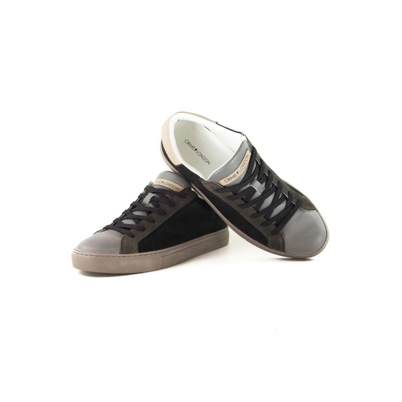 SNEAKERS IN PELLE CON DETTAGLI A CONTRASTO, NERO