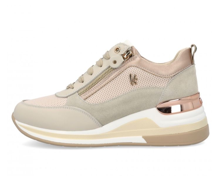 SNEAKERS KEYS DONNA BEIGE CON INSERTI LAMINATI K-9021 K8323