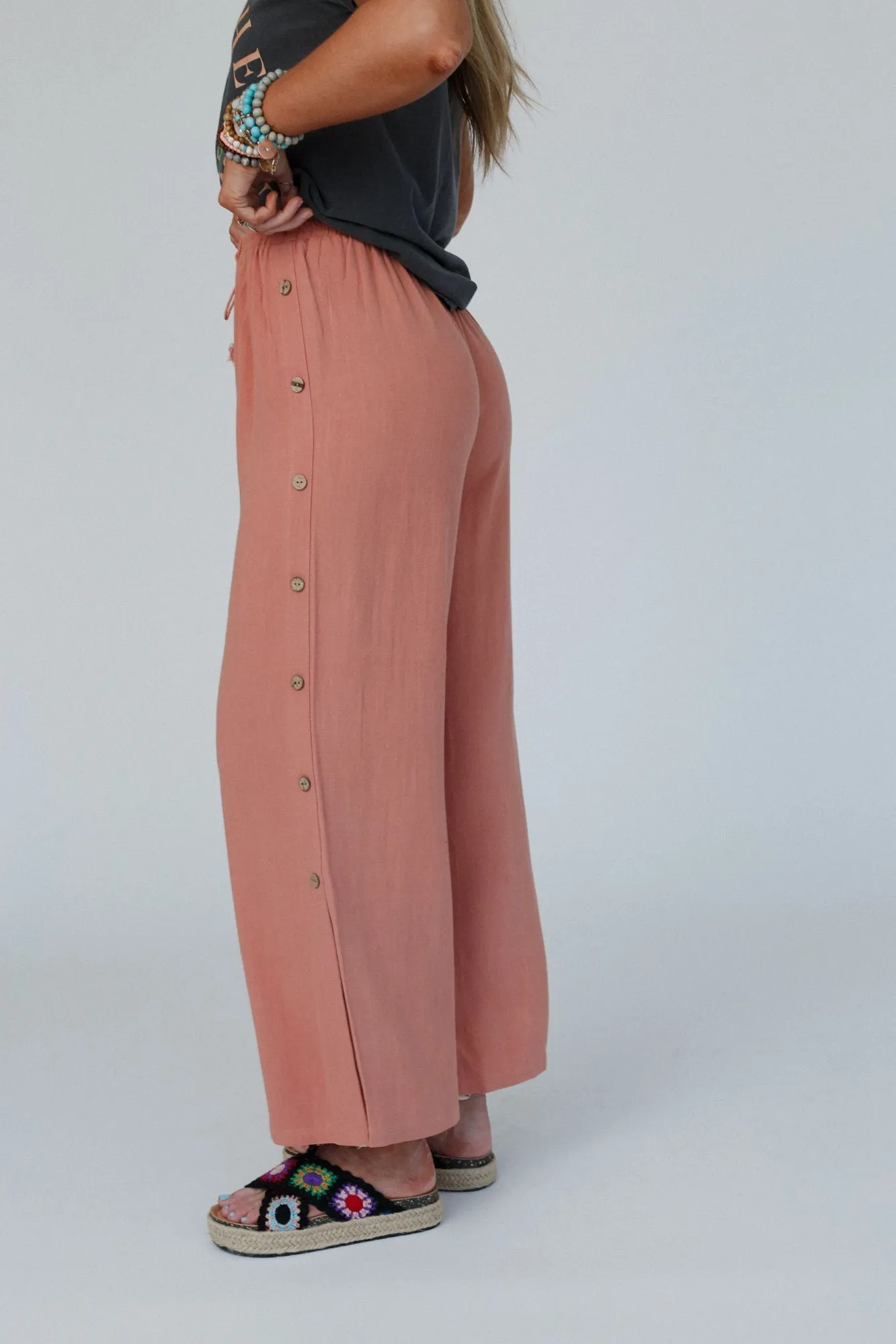 Sunny Side Wide Leg Pants - Peach