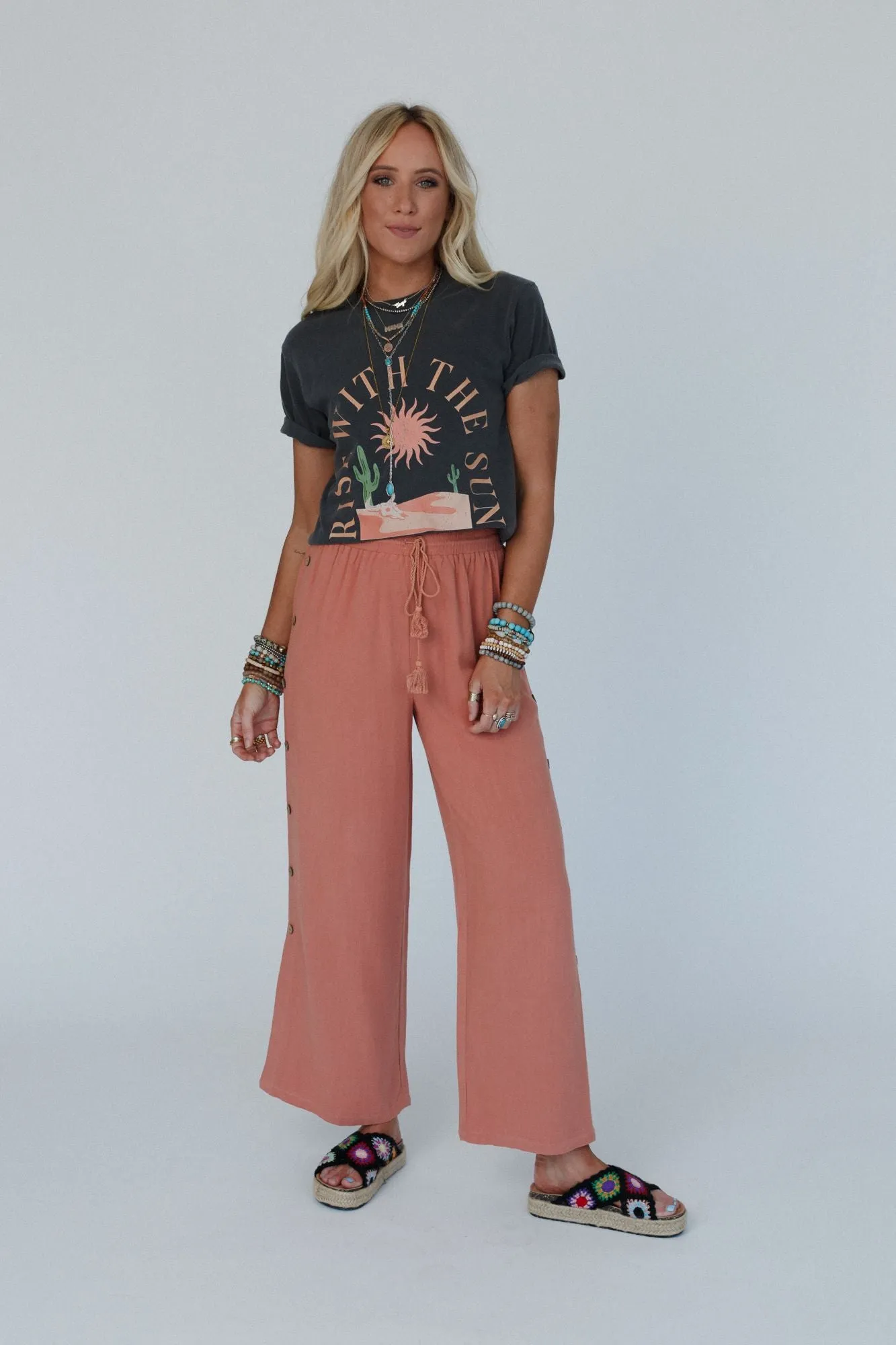 Sunny Side Wide Leg Pants - Peach