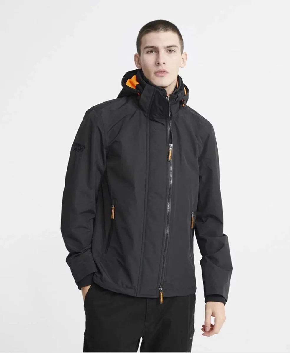 Superdry Pop Zip Hooded Tech Windcheater Jacket Black