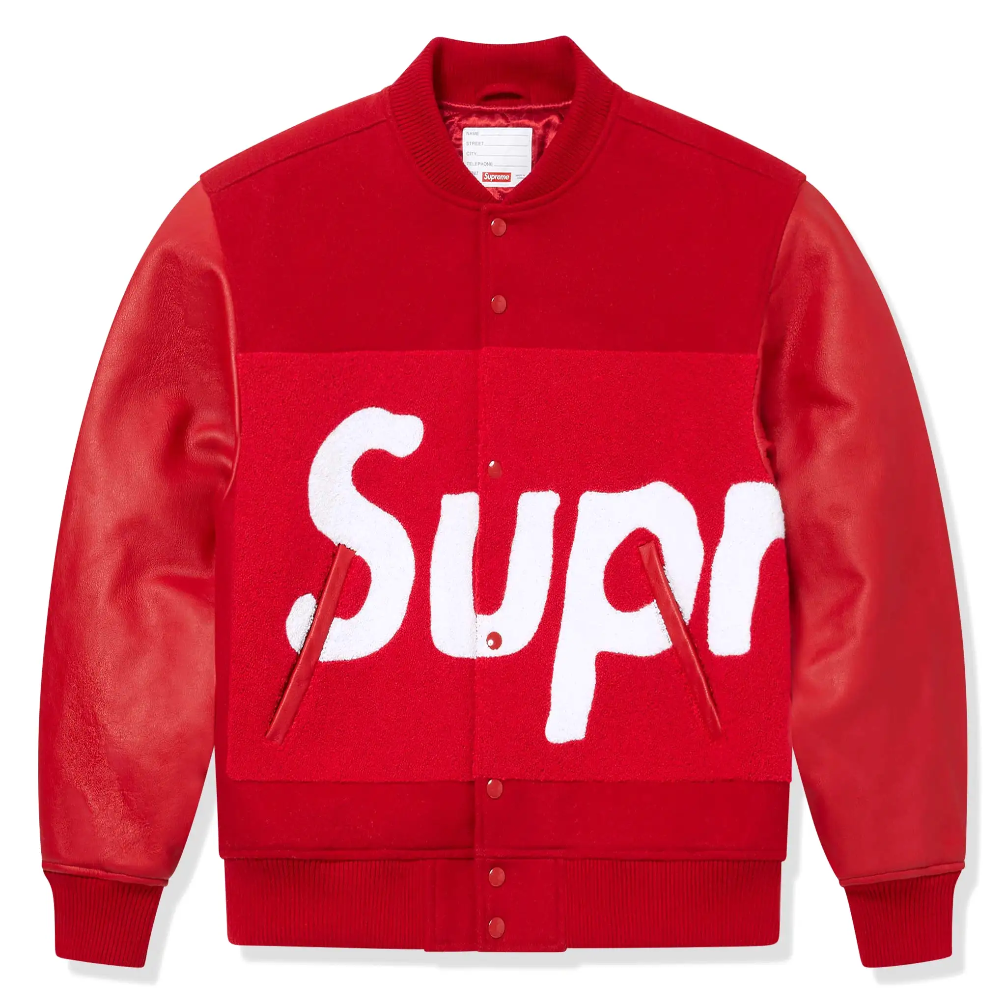 Supreme Big Logo Chenile Red Varsity Jacket