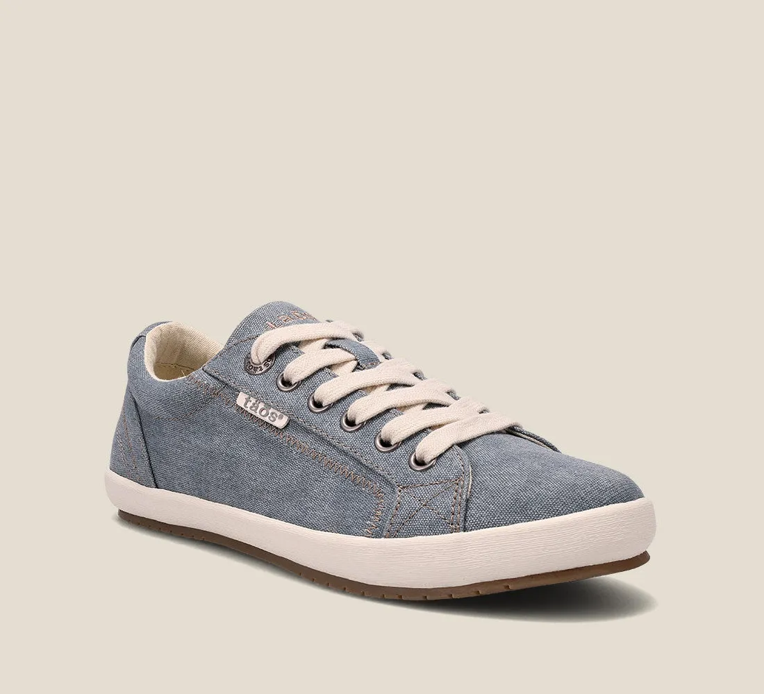 Taos Womens Star Canvas Support Sneaker- Blue Lake Wash Canvas