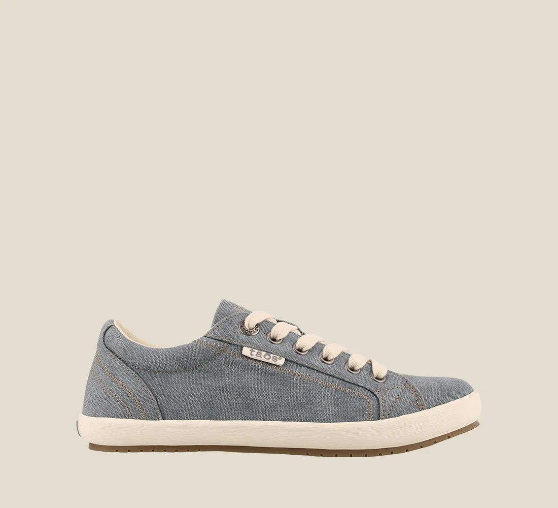 Taos Womens Star Canvas Support Sneaker- Blue Lake Wash Canvas