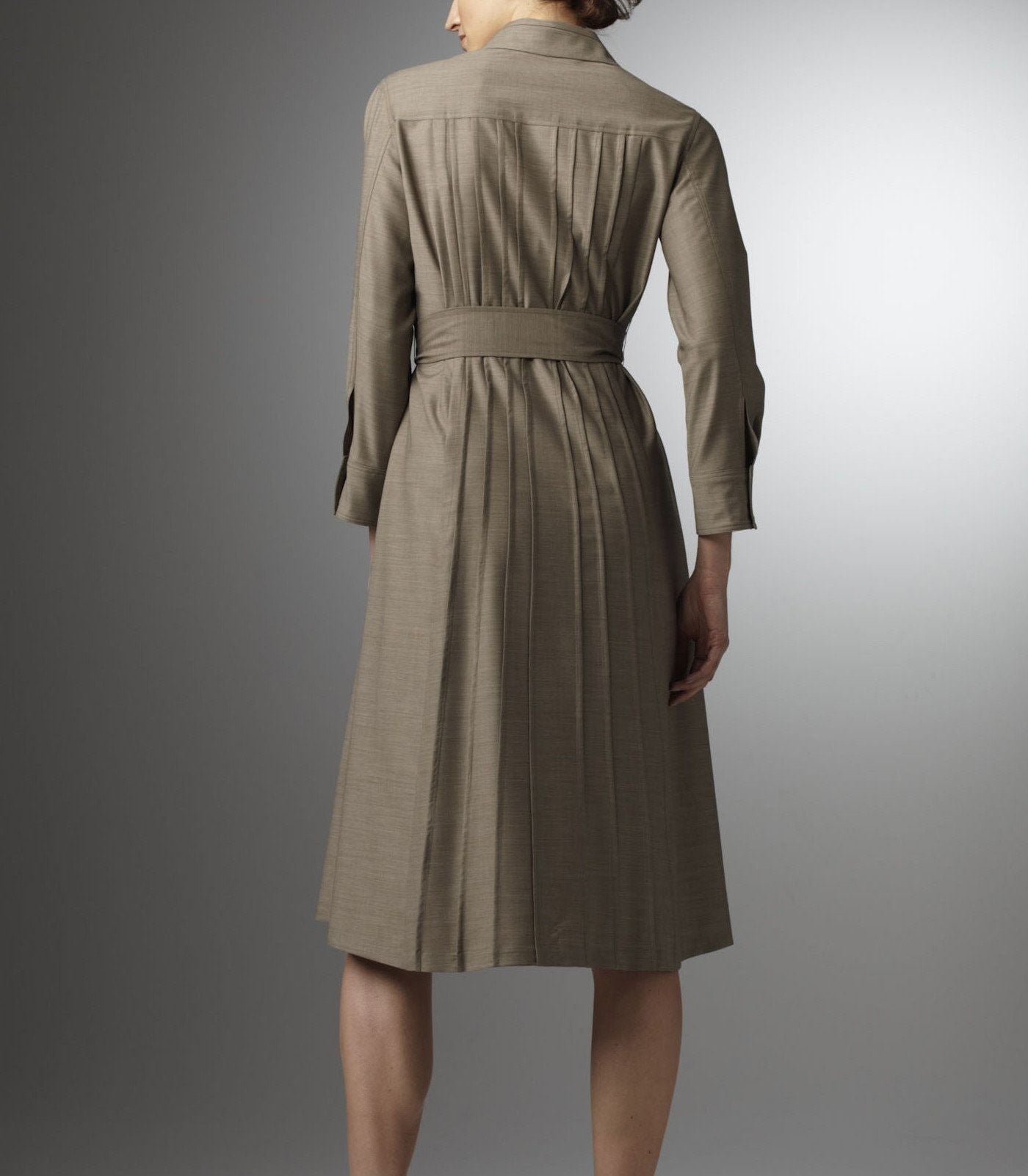 Taupe Cool Wool Shirt Dress