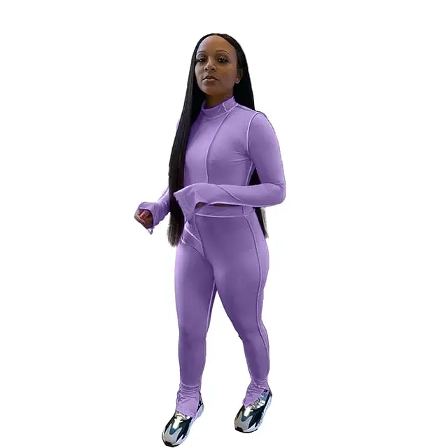 Two Piece Tracksuit Women Sportwear Crop Top and Leggings Pants fitness