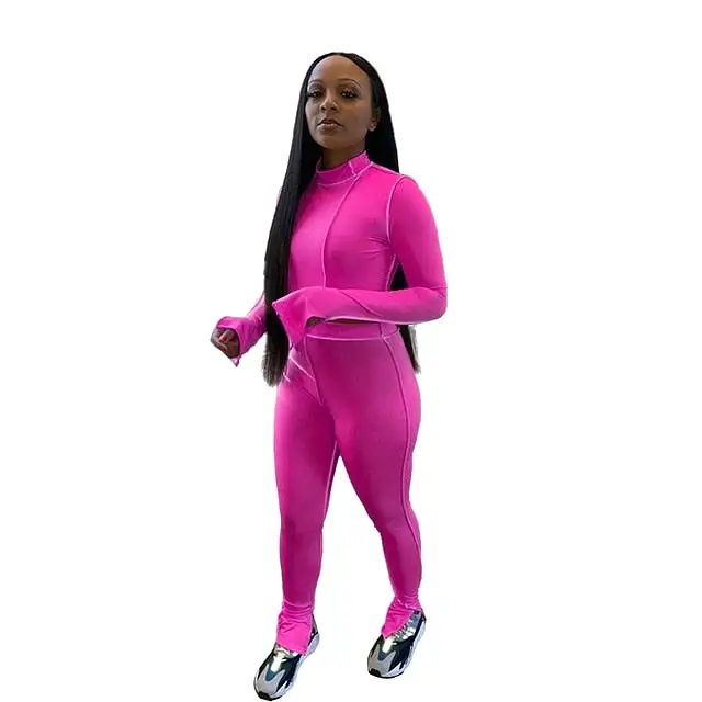 Two Piece Tracksuit Women Sportwear Crop Top and Leggings Pants fitness