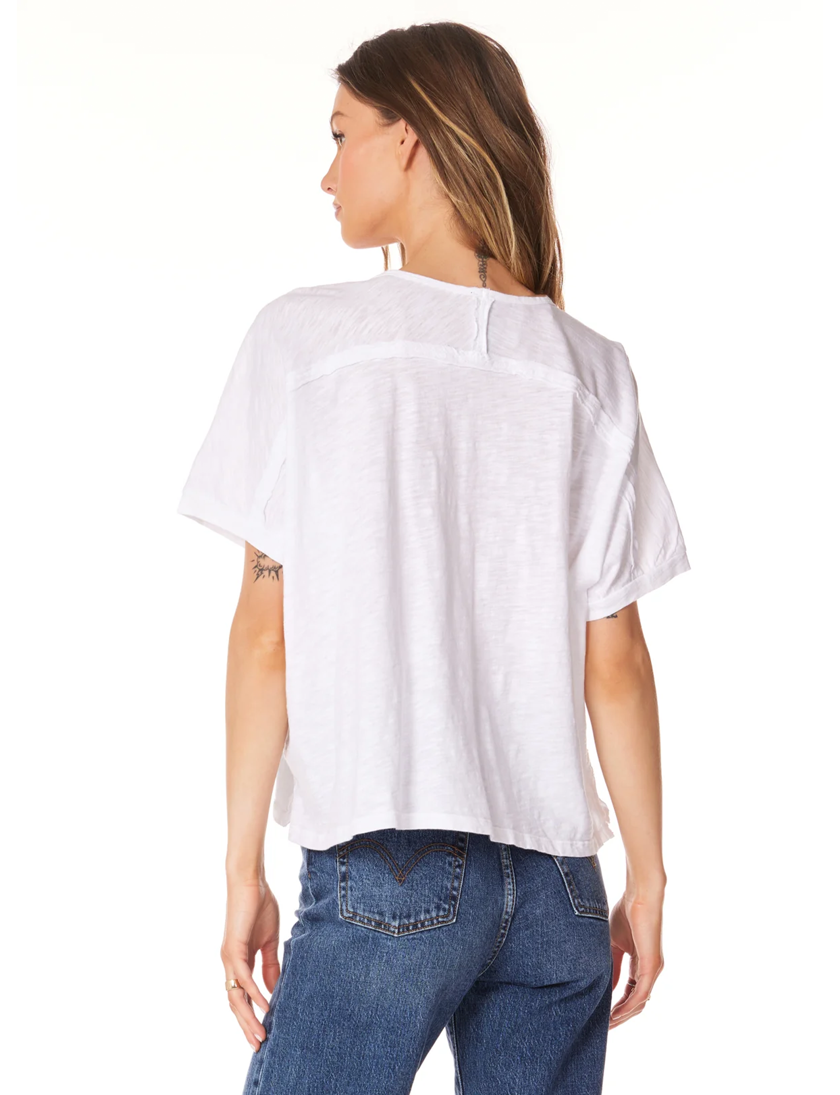 V-Neck Boxy Dolman, White