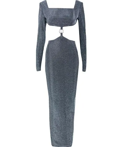 Vestiaire D'un Oiseau Libre Women's Grey Cut-Out Lurex Dress