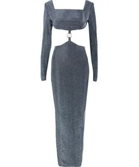 Vestiaire D'un Oiseau Libre Women's Grey Cut-Out Lurex Dress