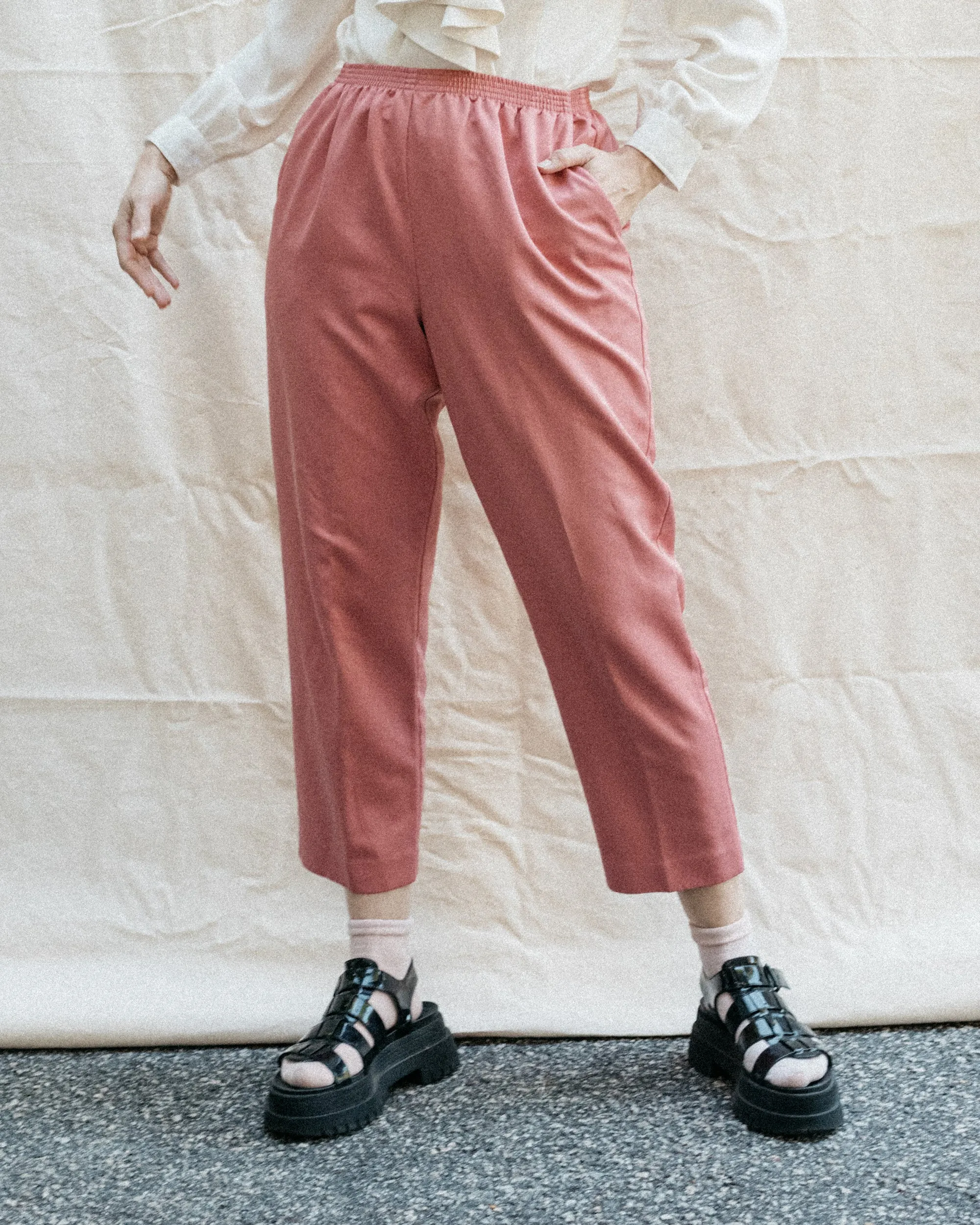 Vintage Blush Satin Pants (S/M)