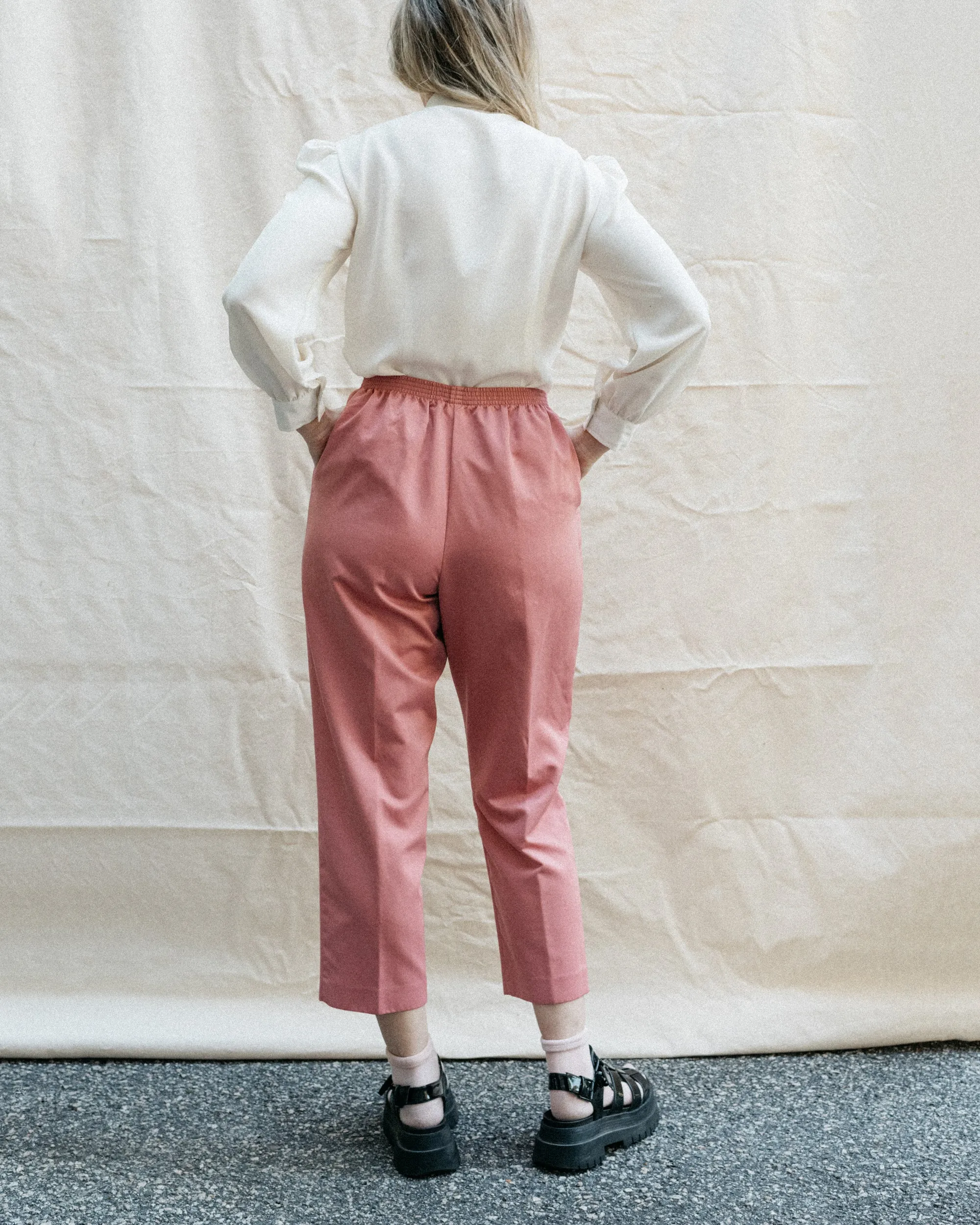 Vintage Blush Satin Pants (S/M)