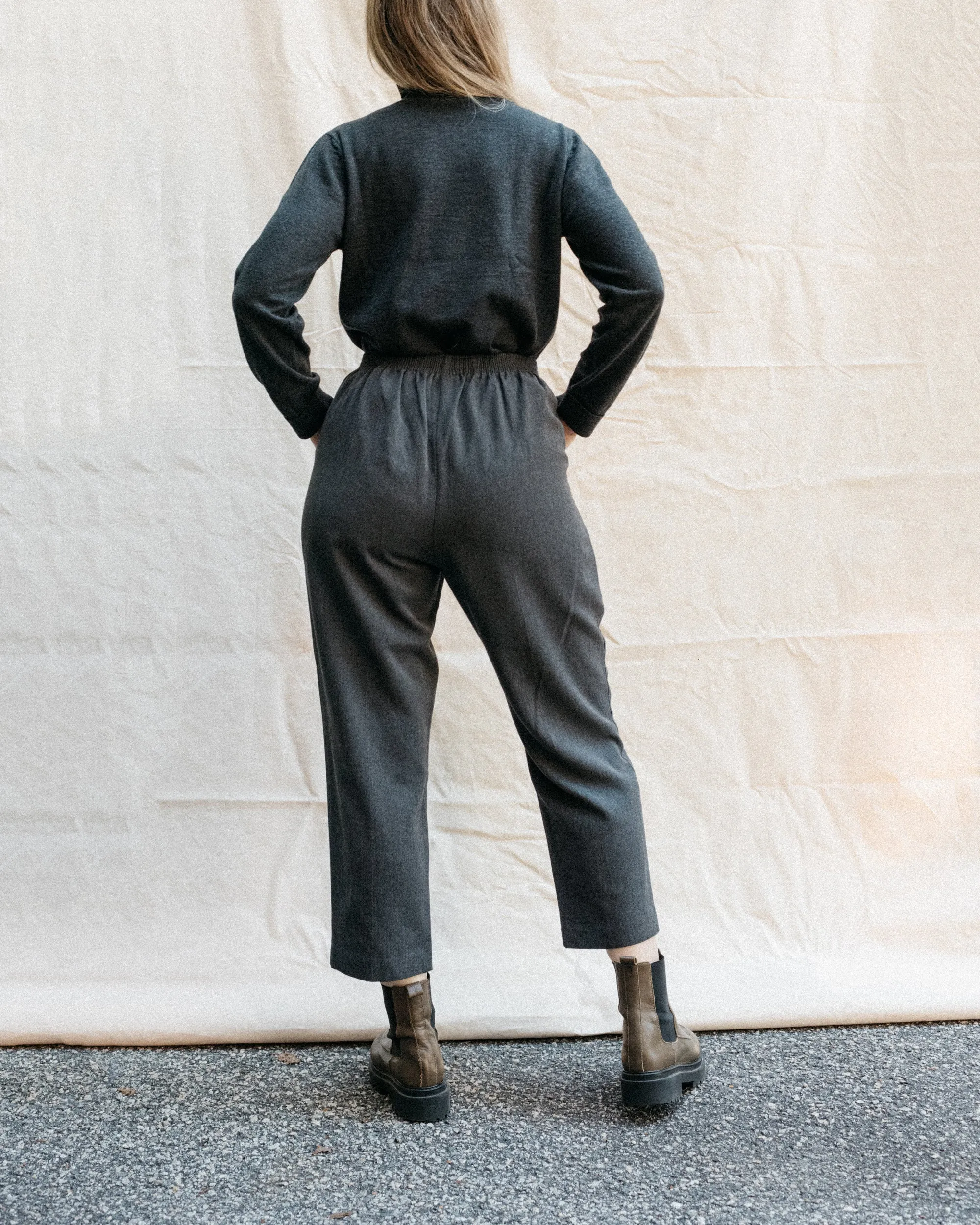 Vintage Grey Herringbone Pants (S/M)