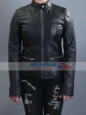 Womens Classic Black Leather Jacket - New American Jackets