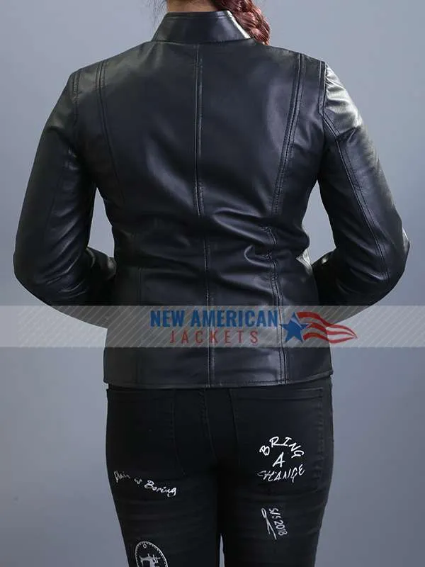 Womens Classic Black Leather Jacket - New American Jackets